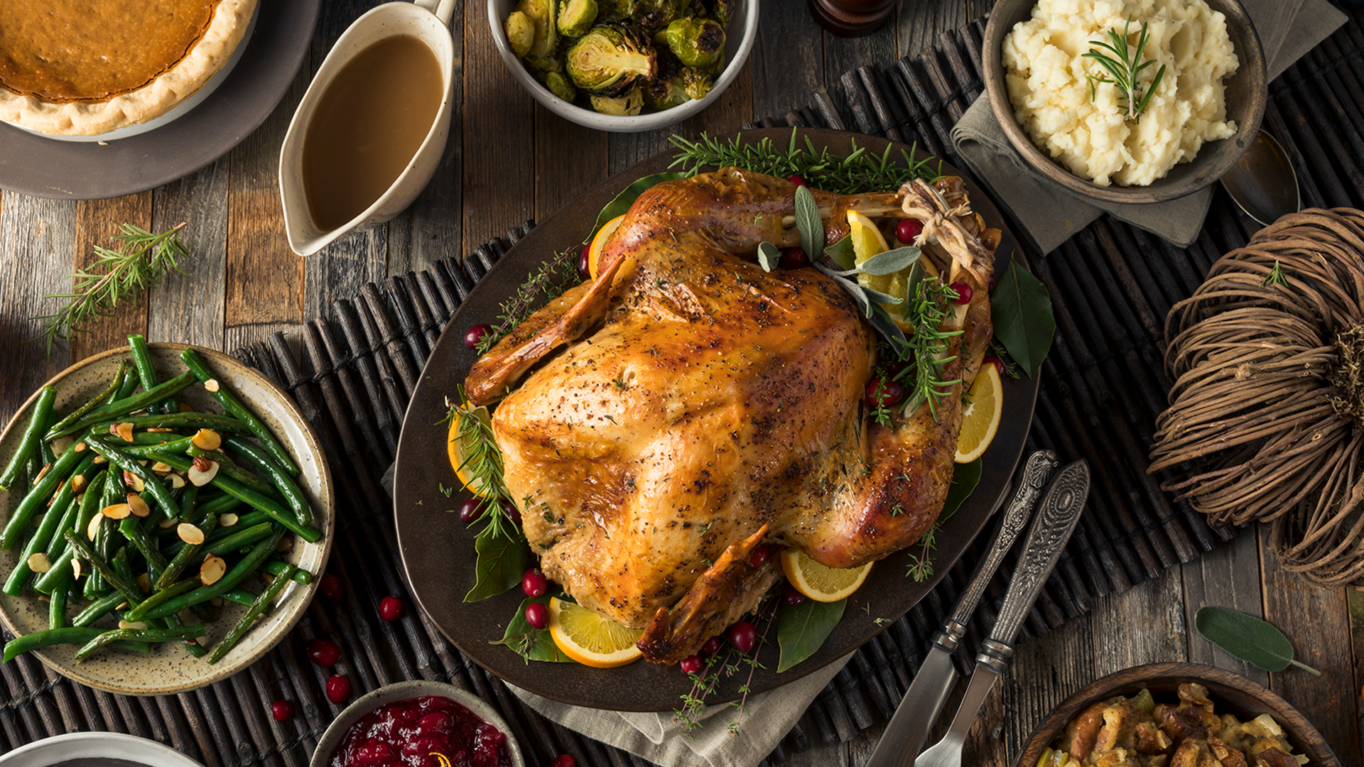 Homemade Thanksgiving Turkey Dinner with All the Sides